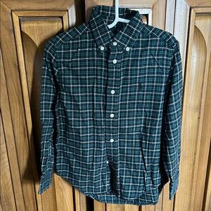 Ralph Lauren Dark Green Plaid Button Down Shirt Polo Excellent Condition